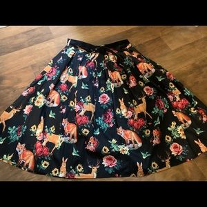 Hell Bunny Vixen animal print and floral skirt